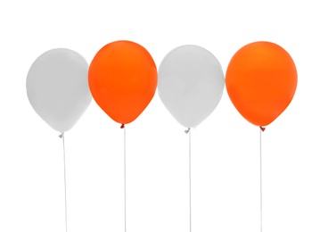 Colorful balloons on white background. Halloween party