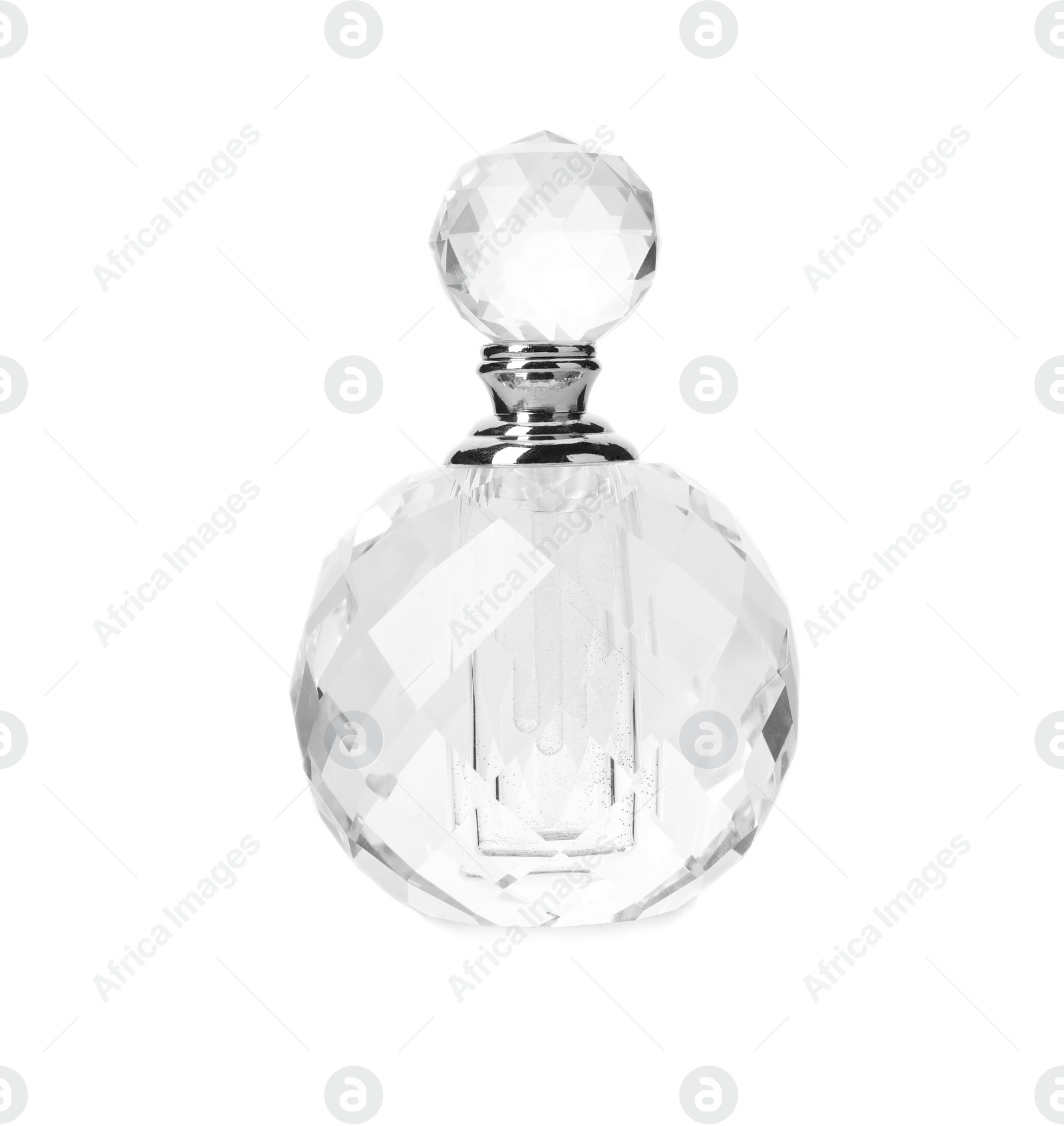 Photo of Bottle of luxury perfume isolated on white