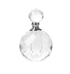 Photo of Bottle of luxury perfume isolated on white