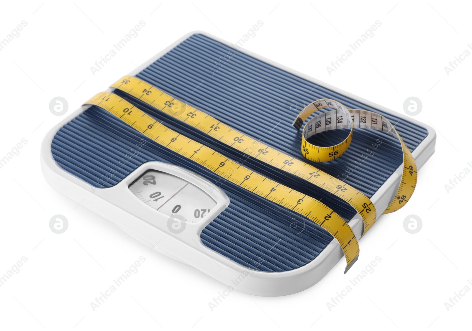 Photo of Scales and measuring tape isolated on white