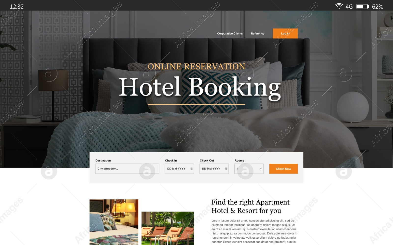 Image of Online hotel booking website interface with information