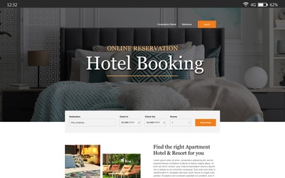 Online hotel booking website interface with information