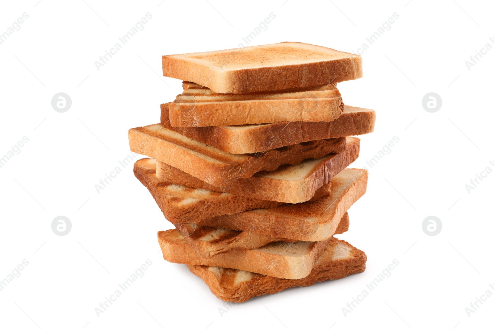 Photo of Slices of delicious toasted on white background