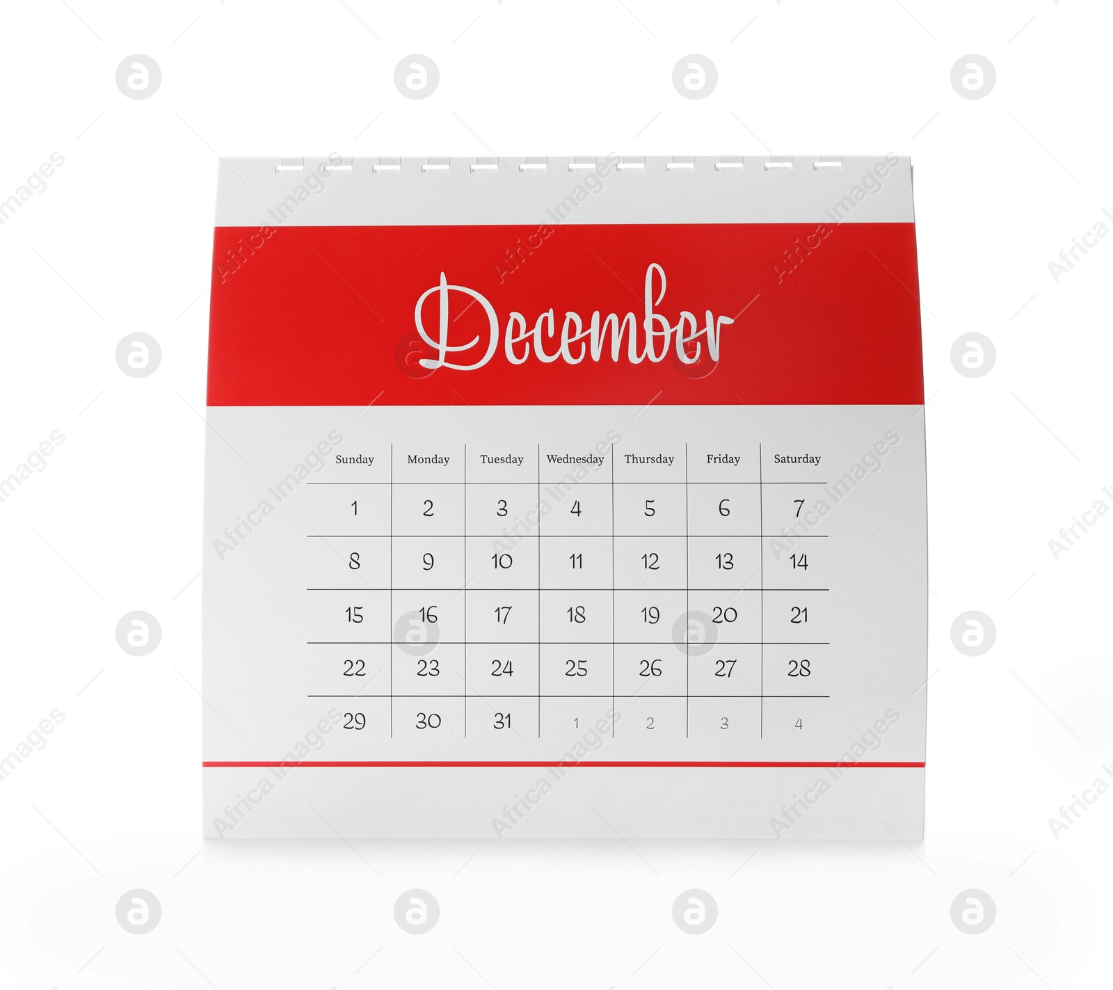 Photo of Paper calendar isolated on white. Planning concept