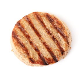 Tasty grilled burger cutlet isolated on white