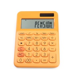 Orange calculator isolated on white. Office stationery