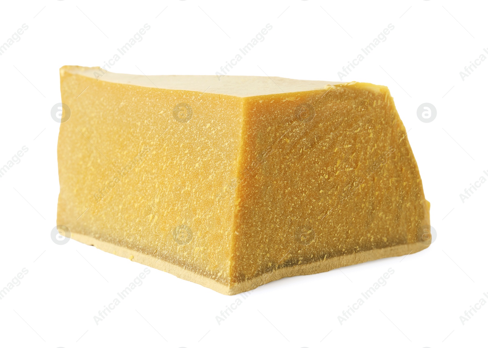 Photo of Natural organic beeswax block isolated on white