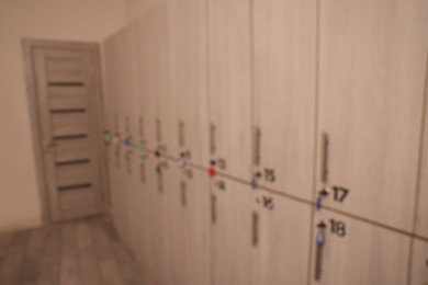 Photo of Blurred view of changing room with lockers