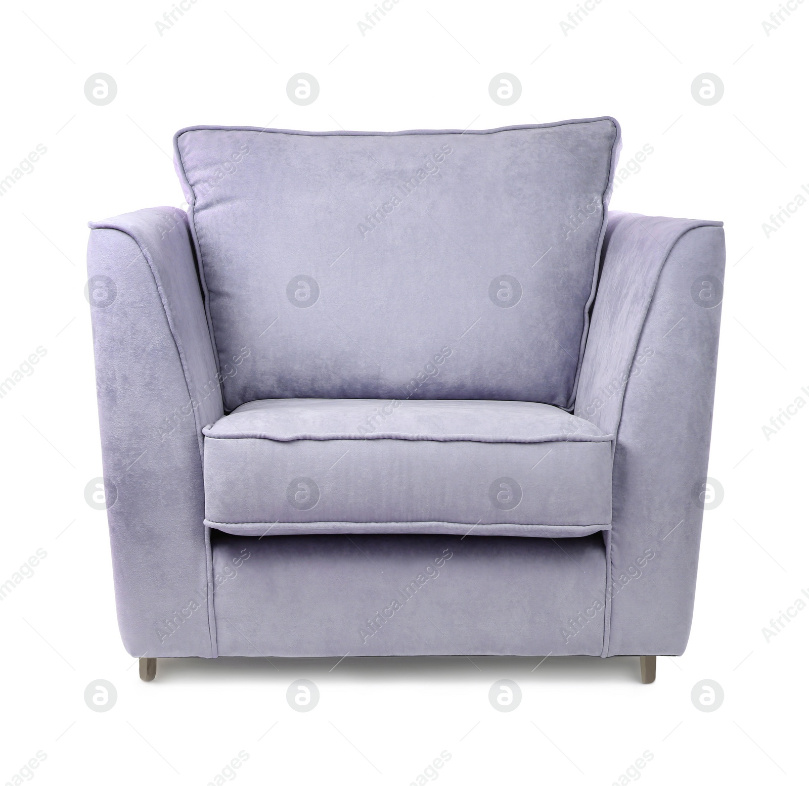 Image of One comfortable thistle color armchair isolated on white