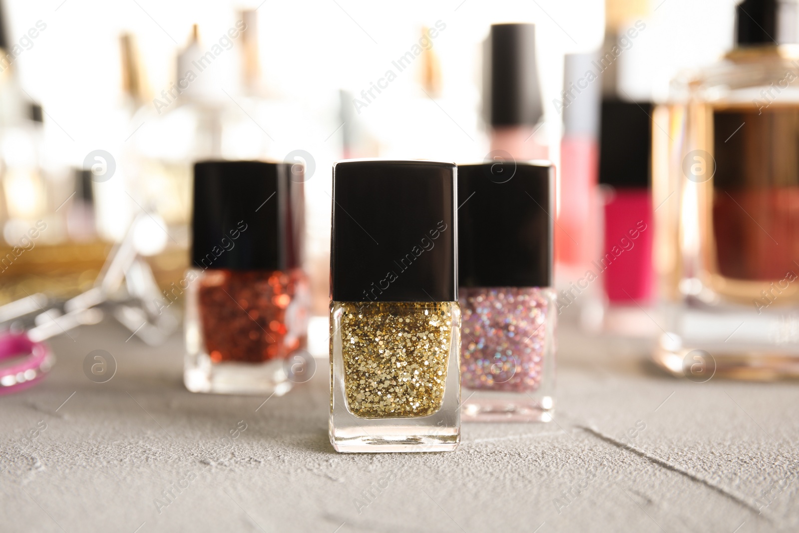 Photo of Bottles of nail polish on dressing table