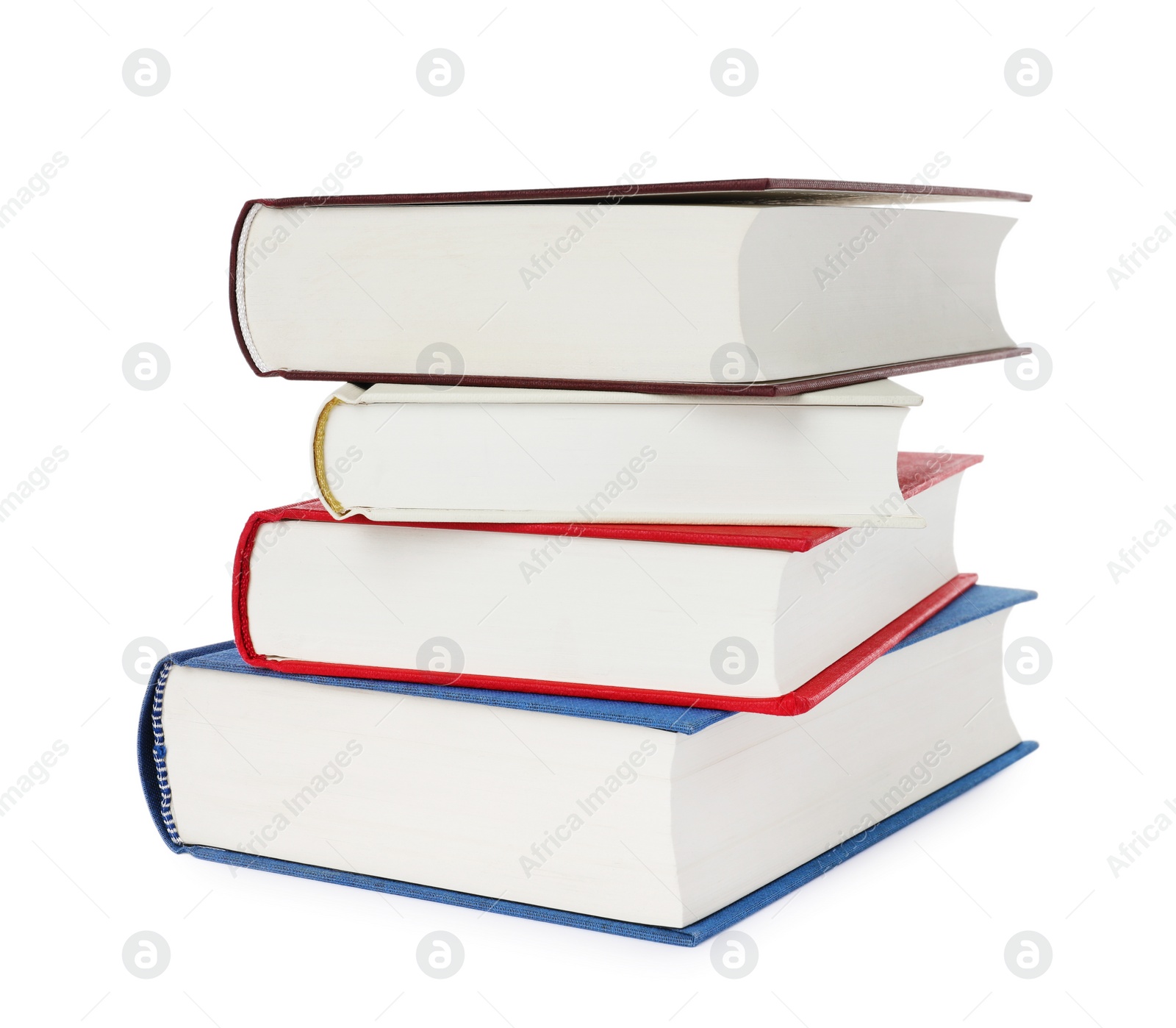 Photo of Stack of hardcover books isolated on white