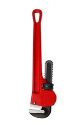 New pipe wrench on white background. Professional construction tool