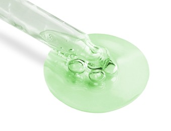 Image of Dropper with serum on white background. Skin care product