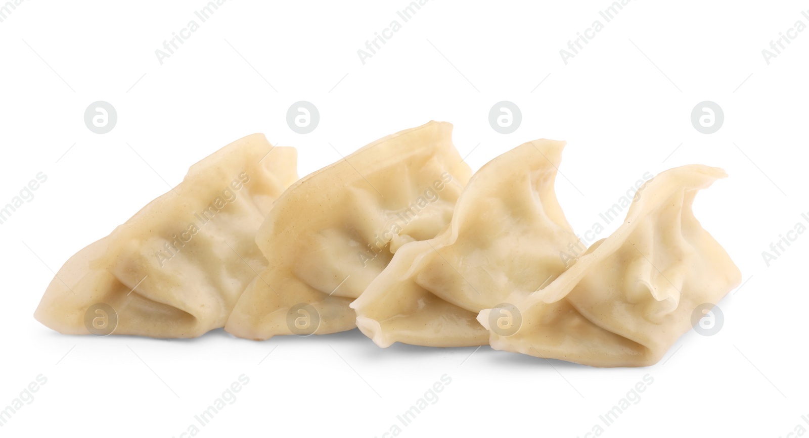 Photo of Delicious gyoza (asian dumplings) isolated on white