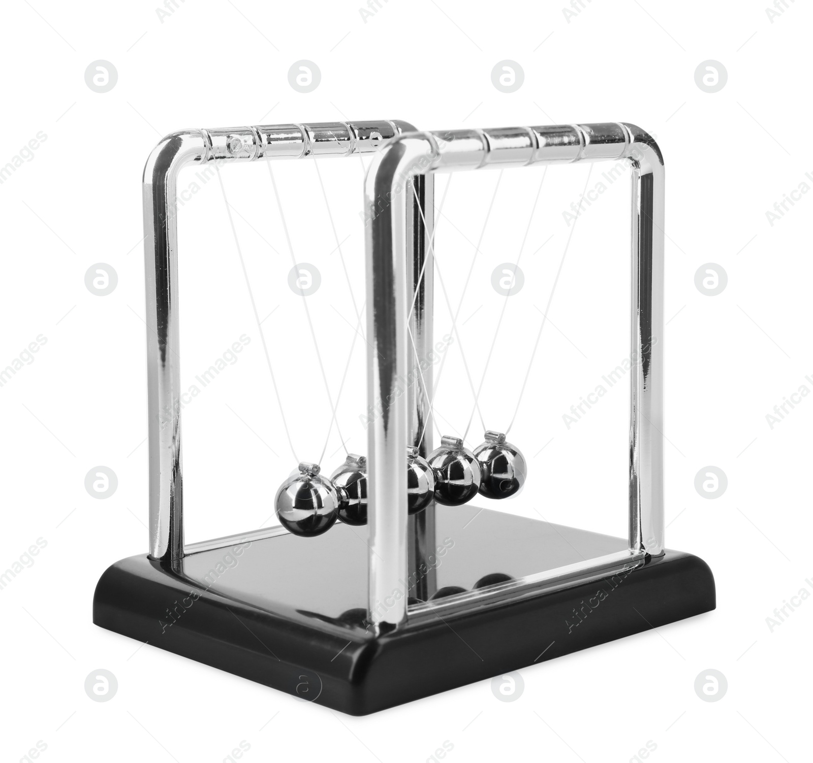 Photo of Newton's cradle isolated on white. Physics law of energy conservation