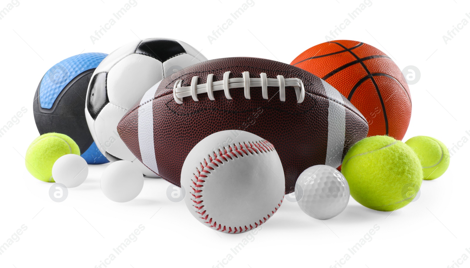 Photo of Many different sport balls isolated on white