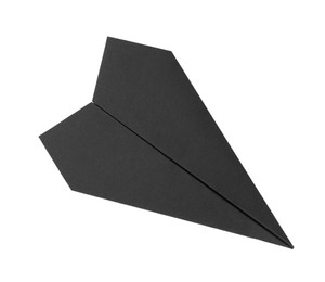 Photo of Handmade black paper plane isolated on white