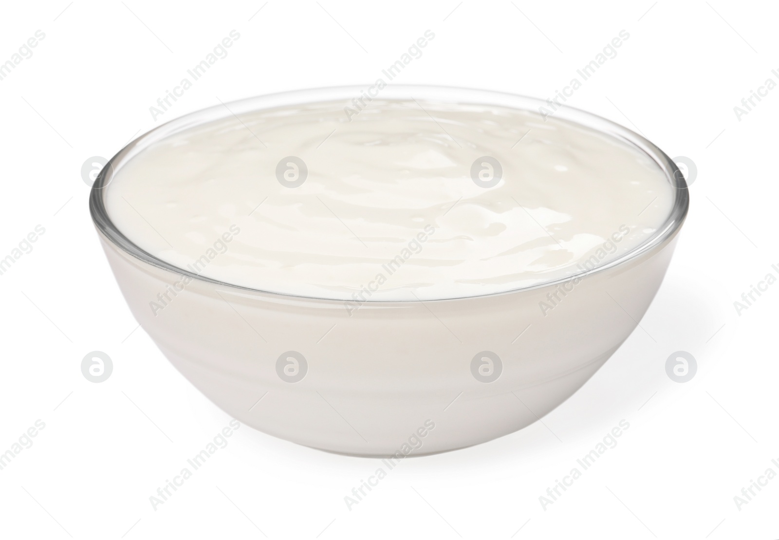 Photo of Delicious organic yogurt in bowl isolated on white