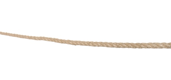 Photo of Old rope on white background. Simple design