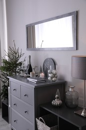 Photo of Beautiful room interior decorated for Christmas with potted firs