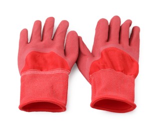 Pair of red gardening gloves isolated on white