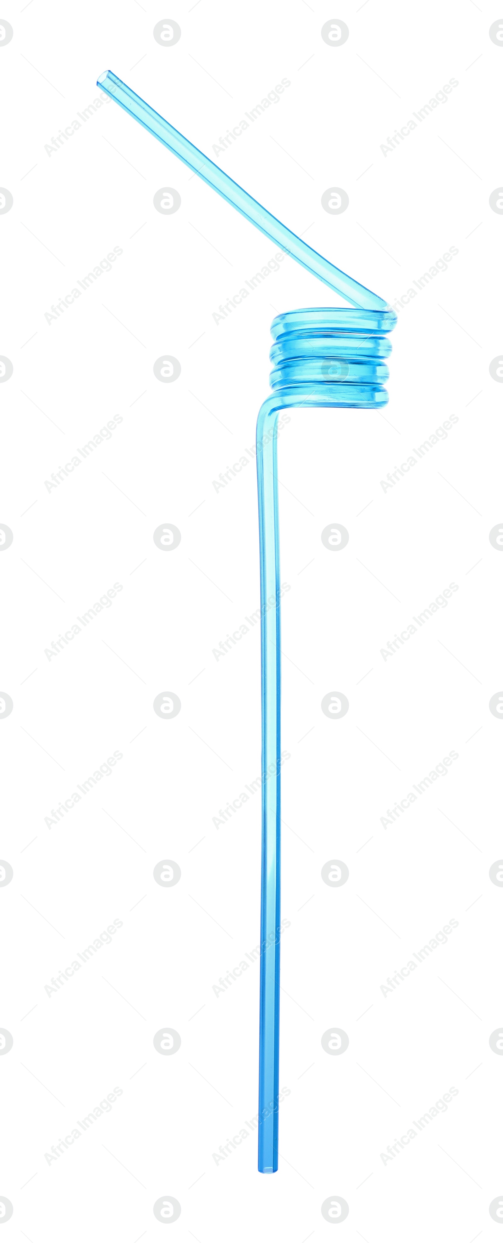 Photo of Light blue plastic cocktail tube isolated on white