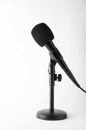 Microphone on white background. Professional audio equipment