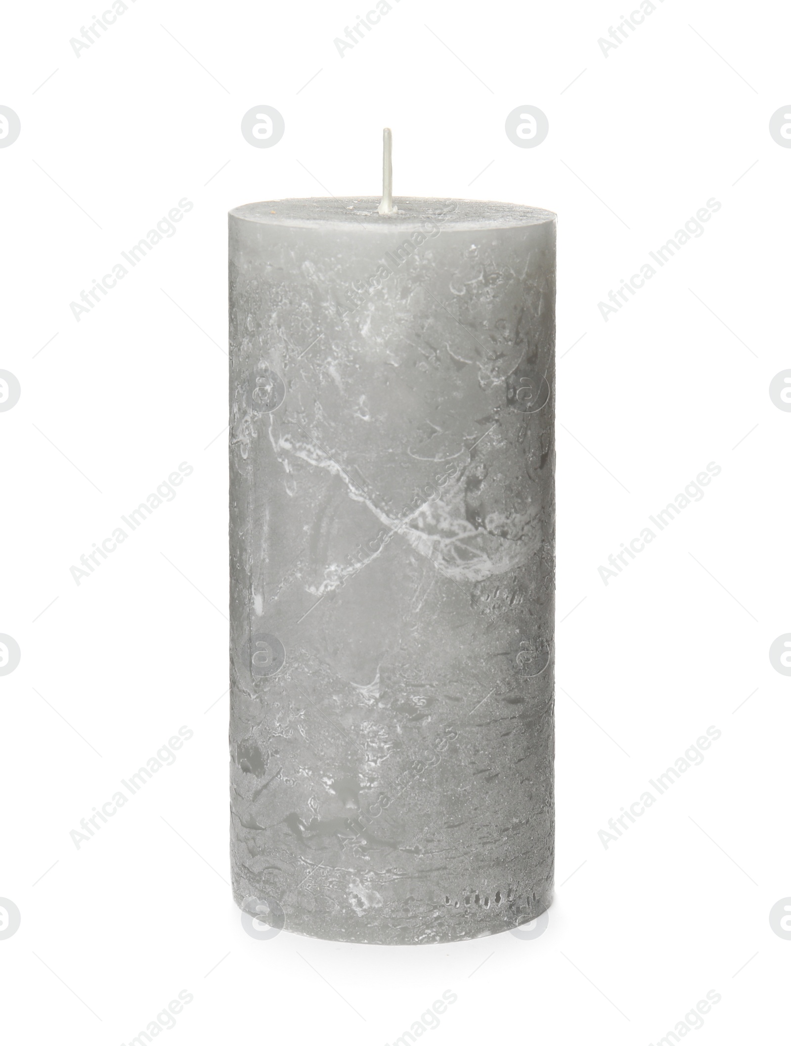 Photo of One color wax candle on white background