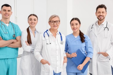 Portrait of medical doctors wearing uniforms indoors