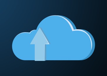 Illustration of Web hosting service. Cloud with arrow illustration on dark background