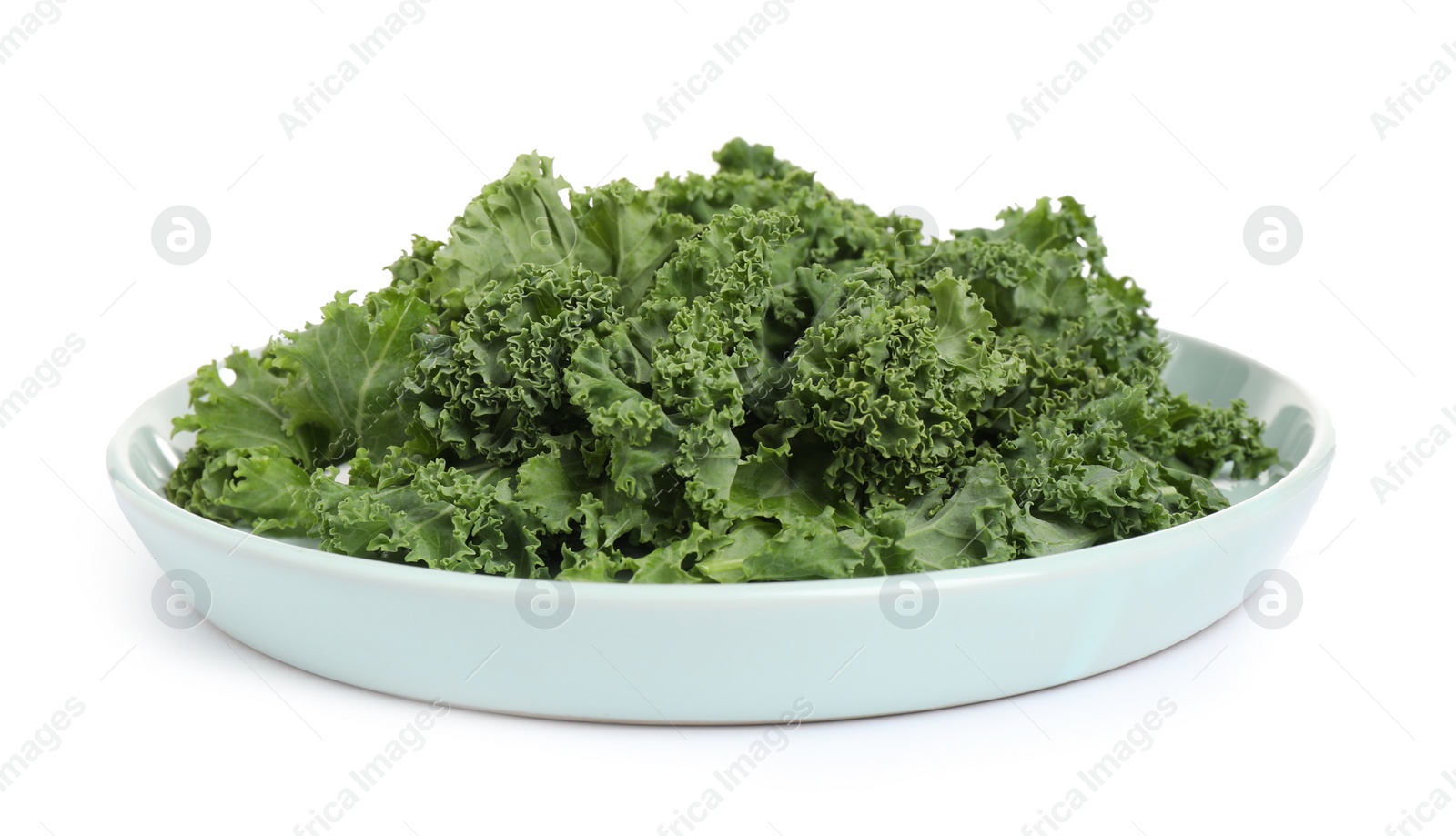 Photo of Fresh green kale leaves isolated on white