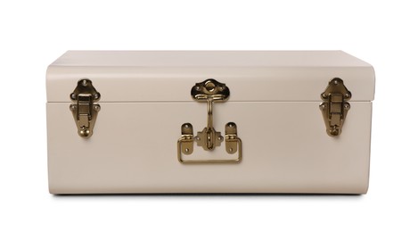 Photo of One stylish storage trunk isolated on white