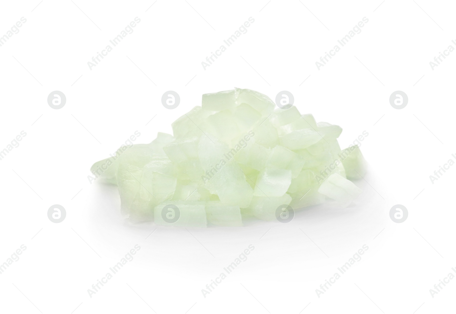 Photo of Fresh chopped onion on white background