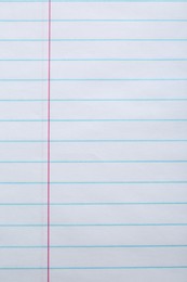 Photo of Lined notebook sheet as background, top view