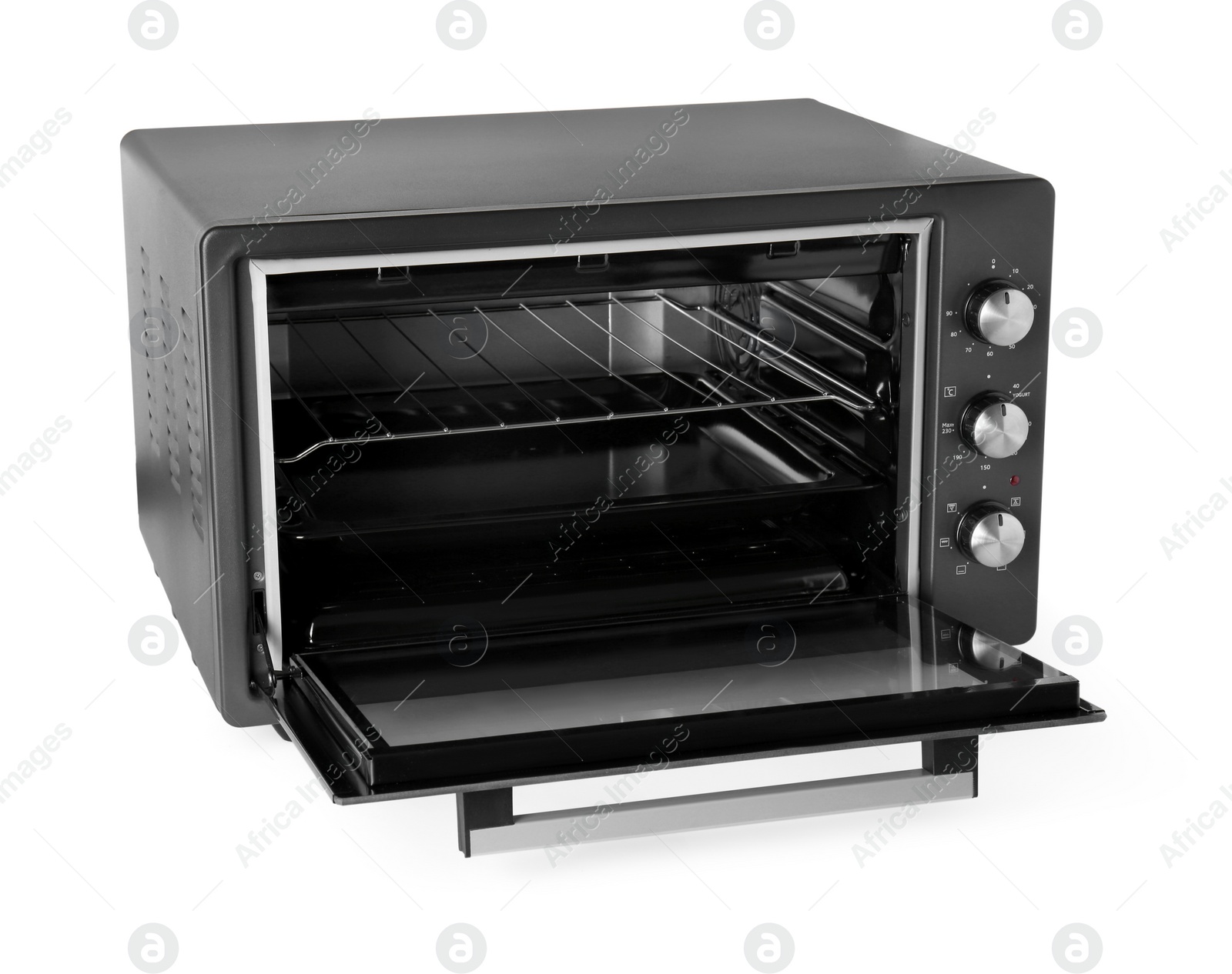 Photo of One electric oven isolated on white. Cooking appliance