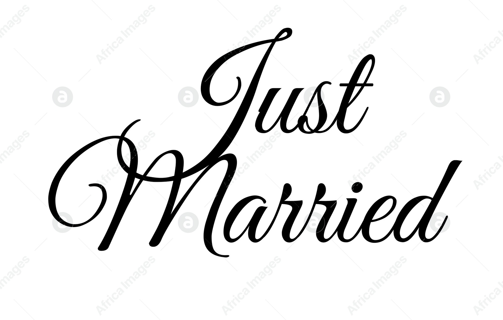 Image of Text Just Married on white background. Wedding day