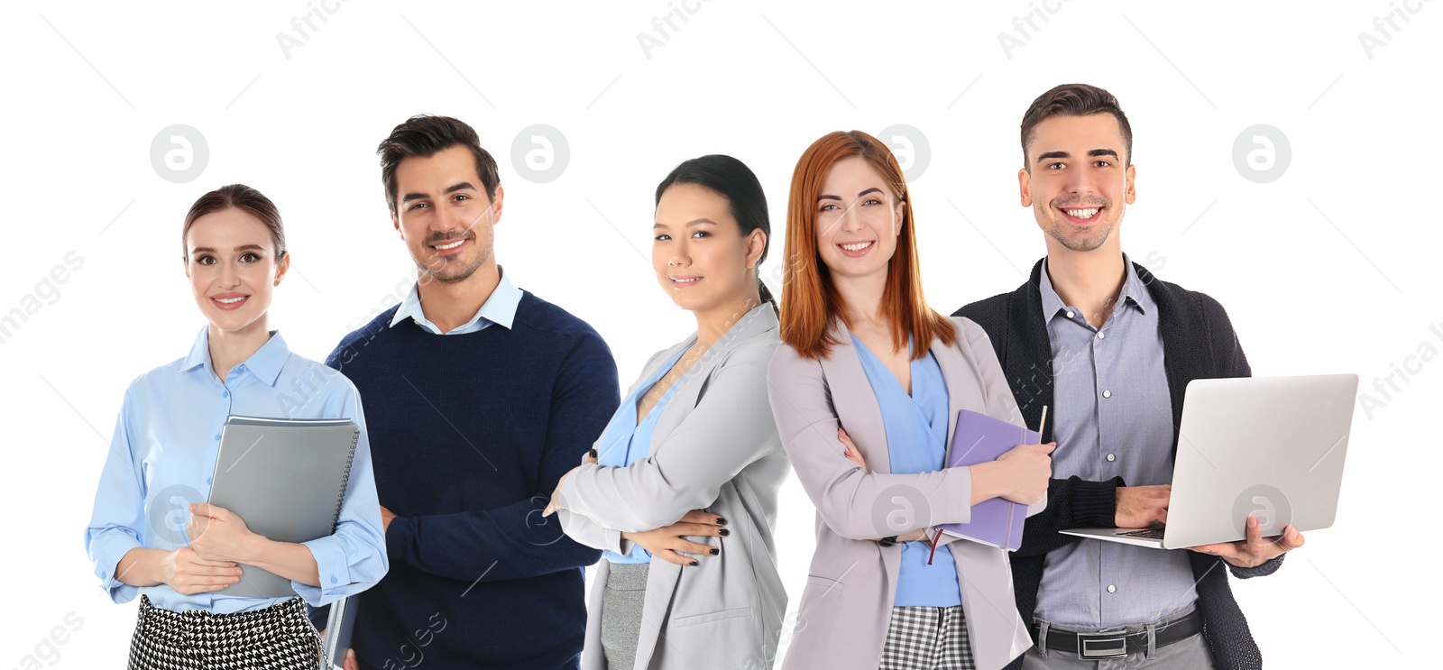 Image of Group of teachers on white background. Banner design