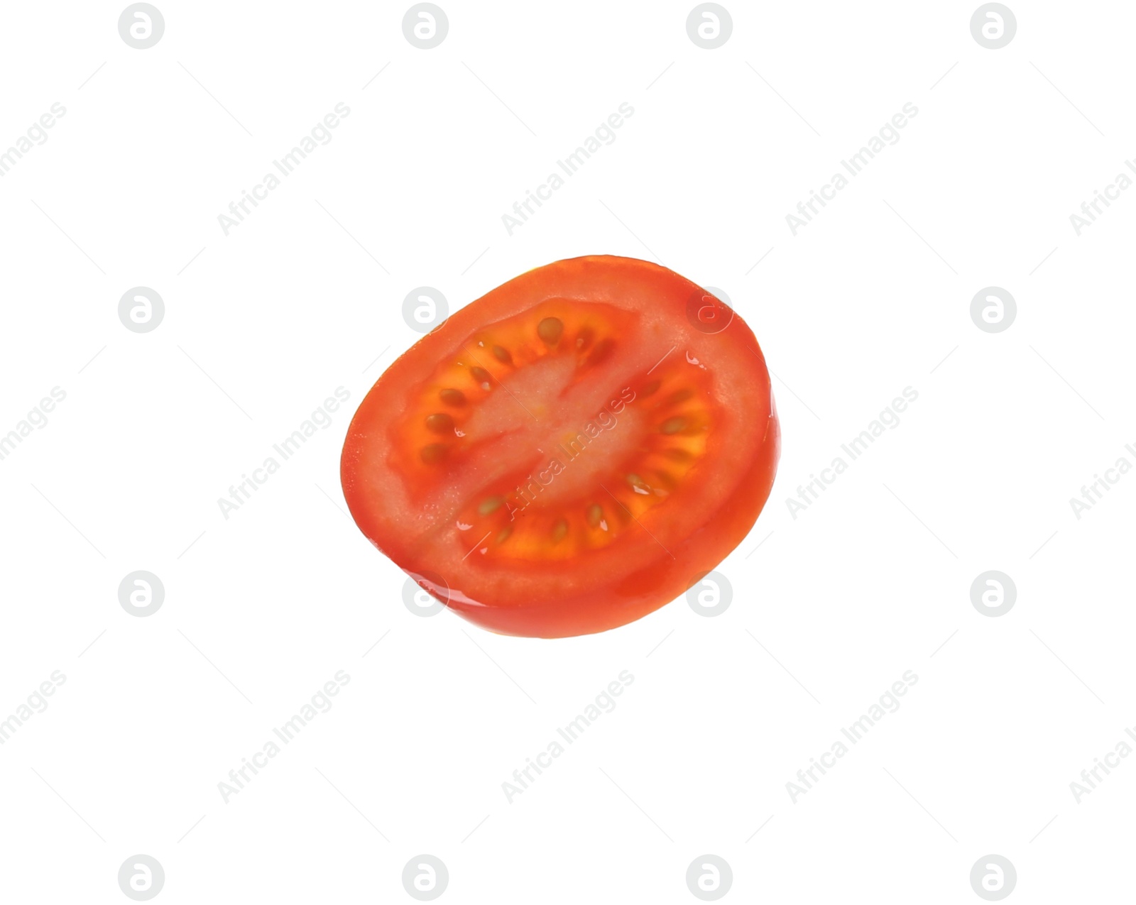 Photo of Slice of tasty raw tomato isolated on white