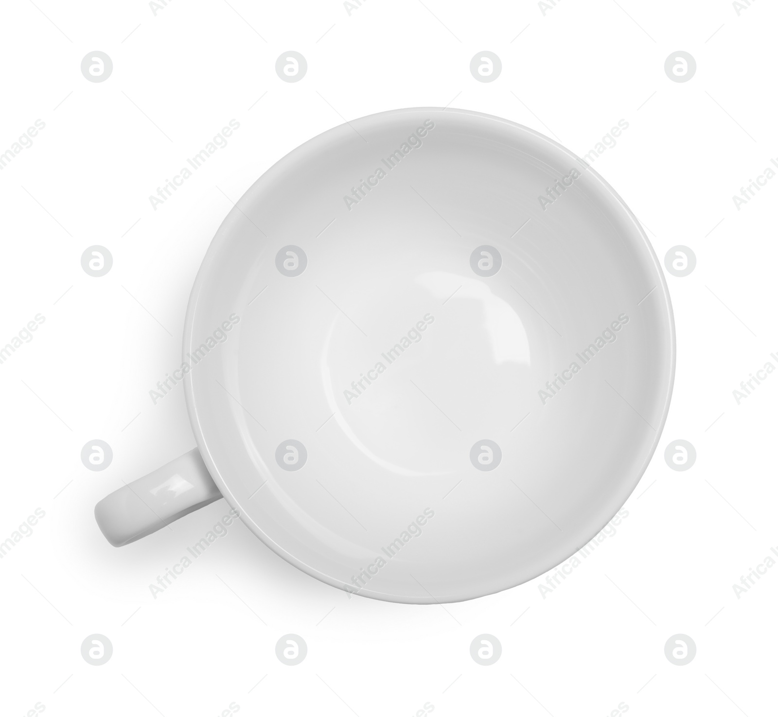 Photo of Ceramic cup isolated on white, top view