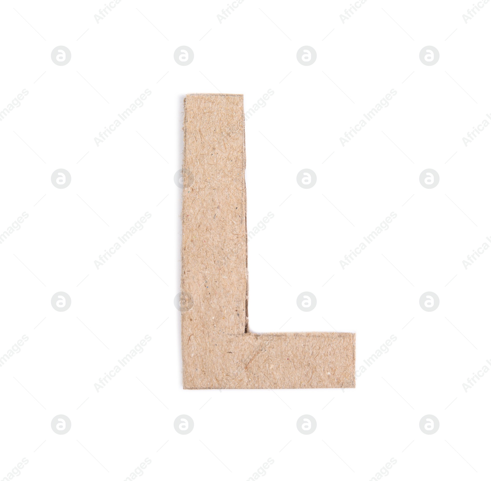 Photo of Letter L made of cardboard isolated on white