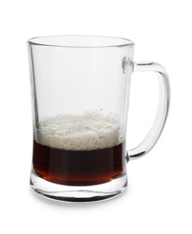Photo of Almost empty mug of beer isolated on white