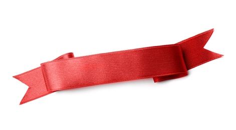 Beautiful satin ribbon on white background. Mockup for design