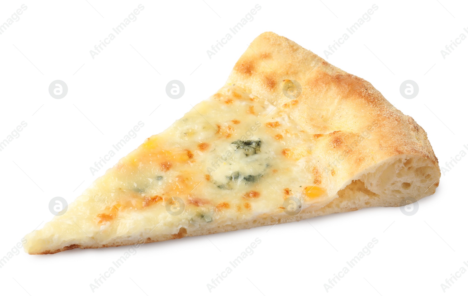 Photo of Piece of delicious cheese pizza isolated on white