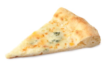 Photo of Piece of delicious cheese pizza isolated on white