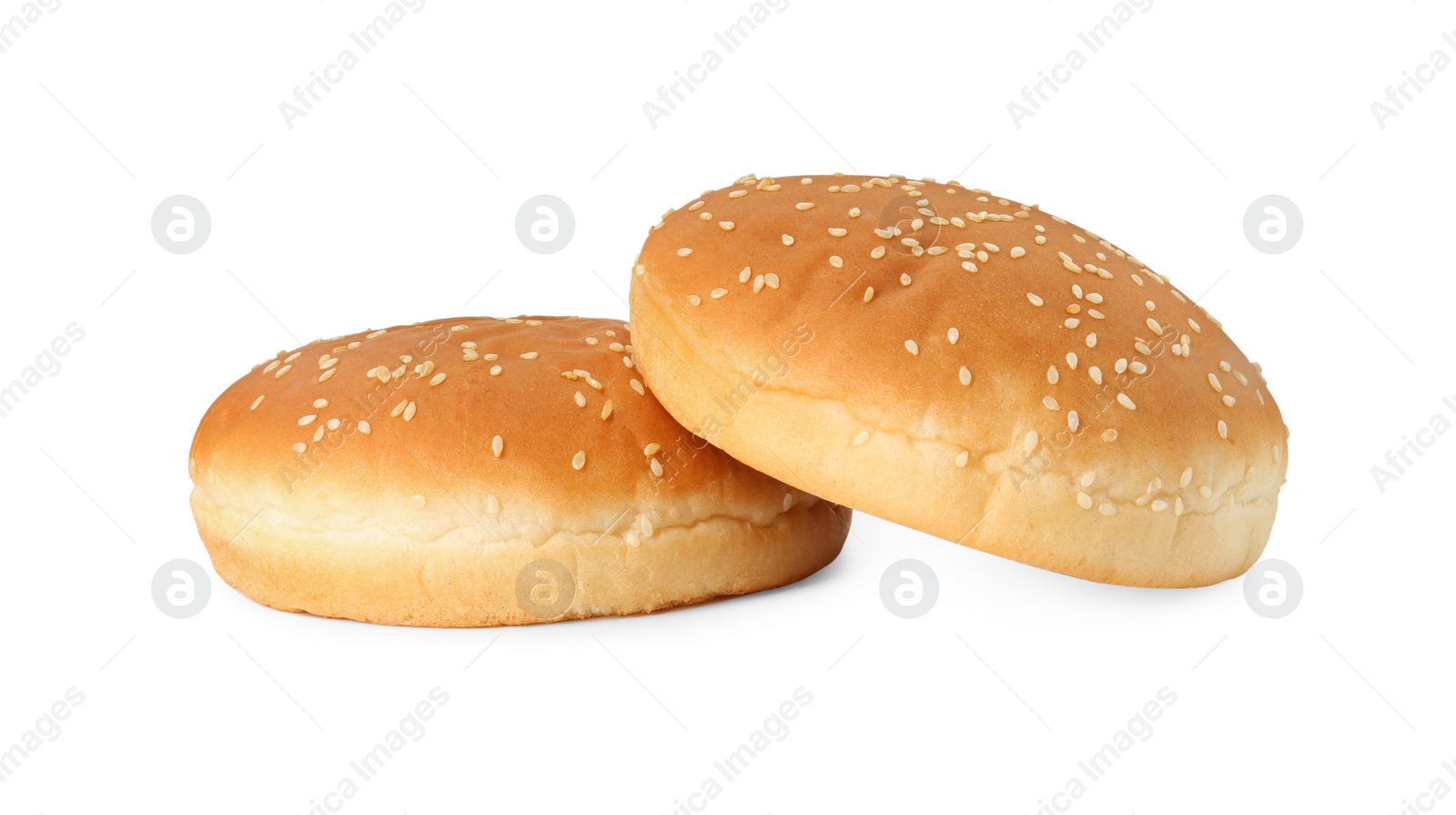 Photo of Two fresh hamburger buns isolated on white