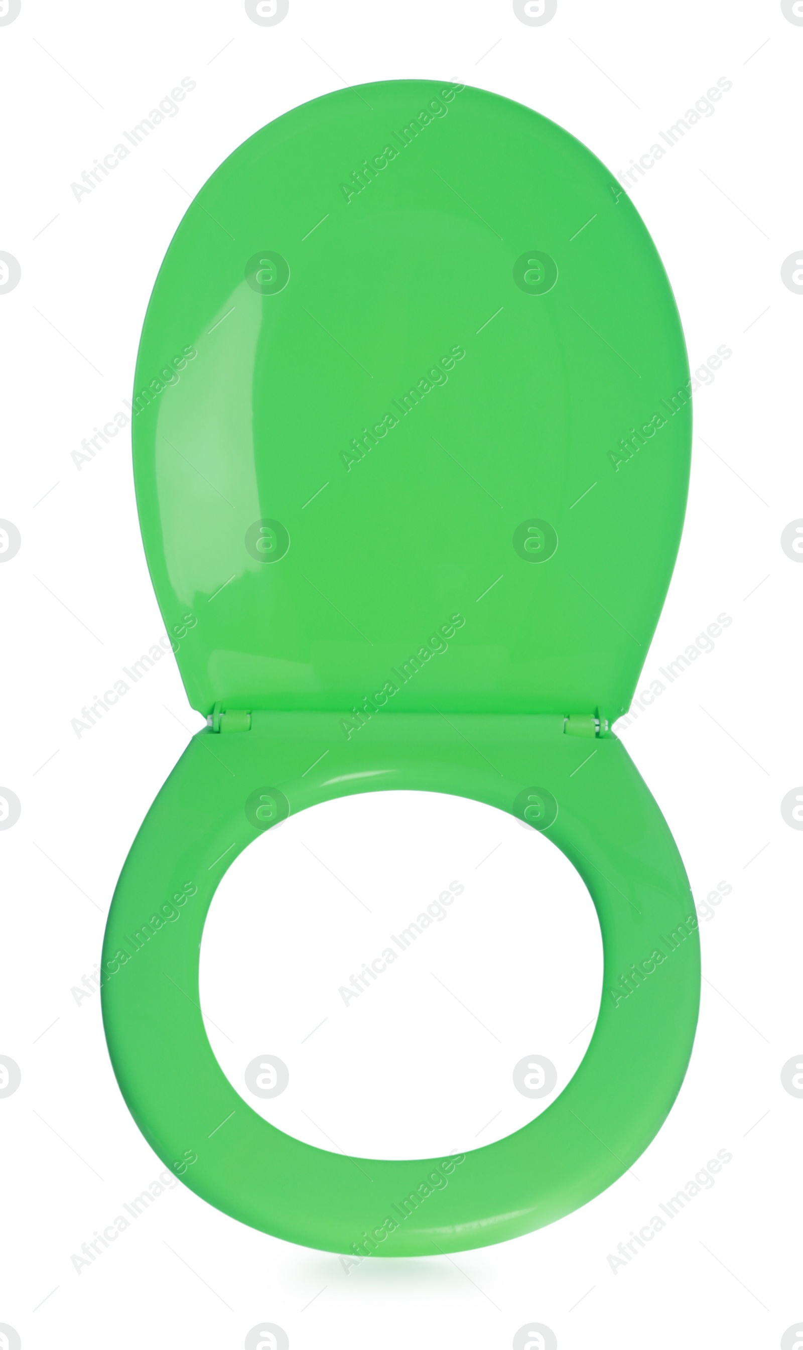 Photo of New green plastic toilet seat isolated on white