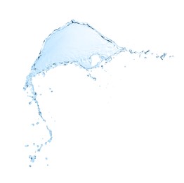 Photo of Splashclear water on white background