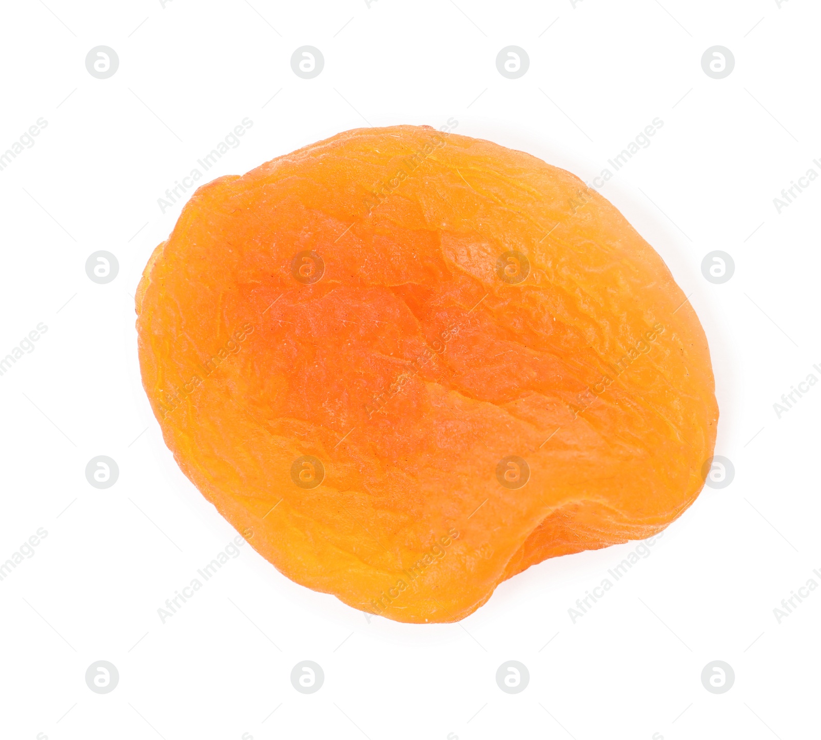 Photo of Tasty apricot on white background, top view. Dried fruit as healthy food