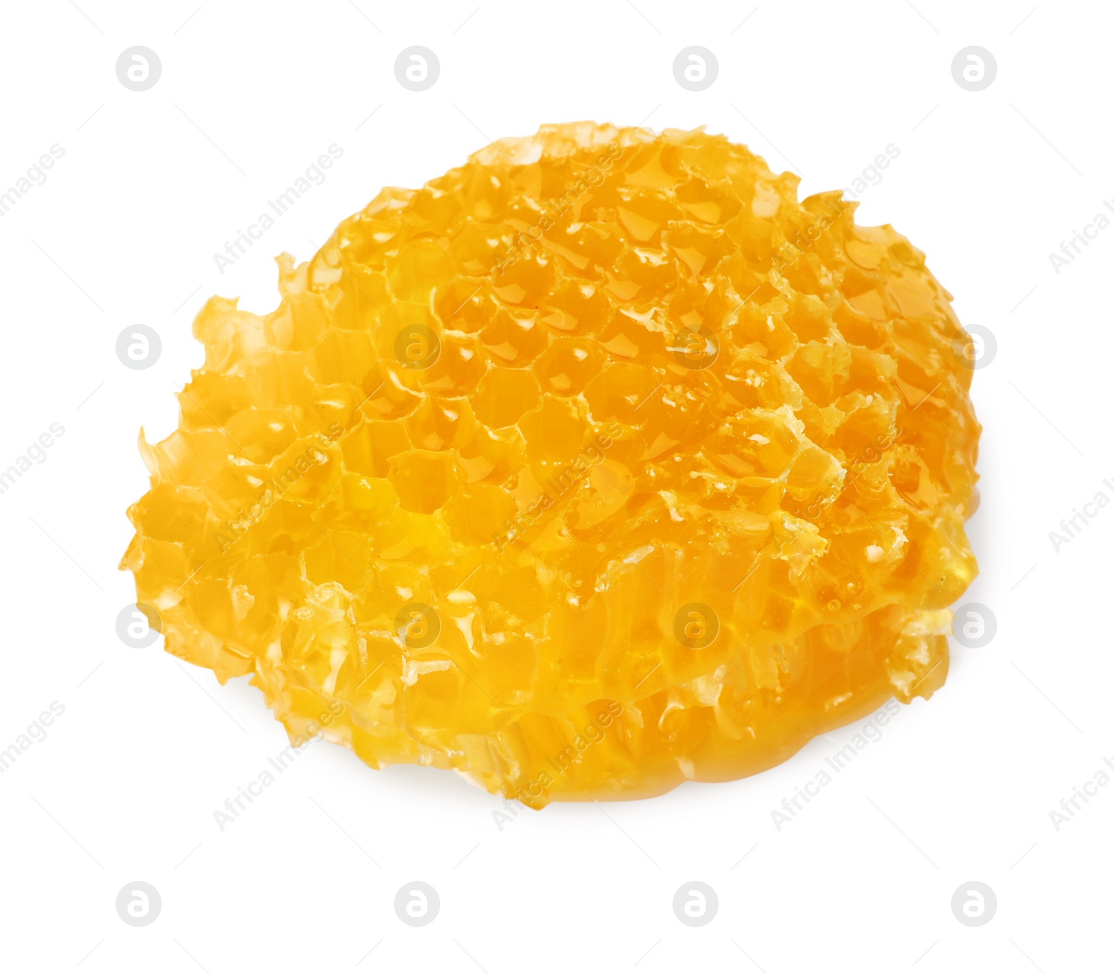 Photo of Piece of natural honeycomb with tasty honey isolated on white