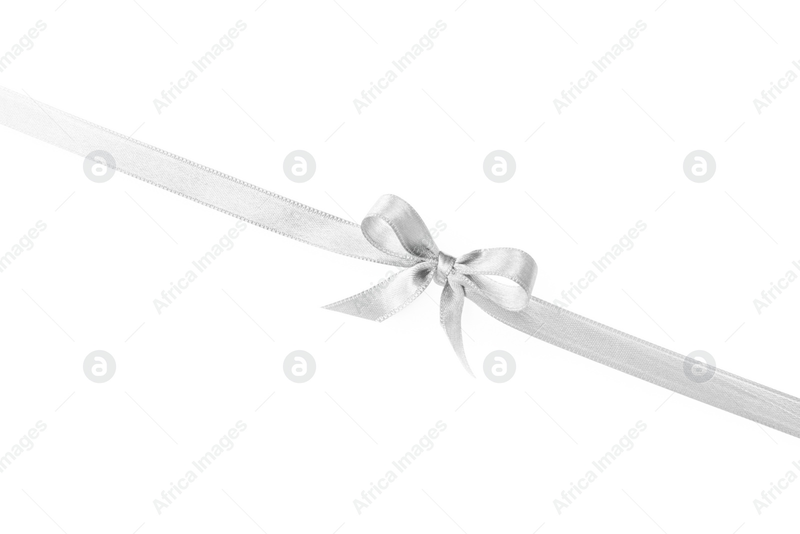 Image of White satin ribbon with bow isolated on white